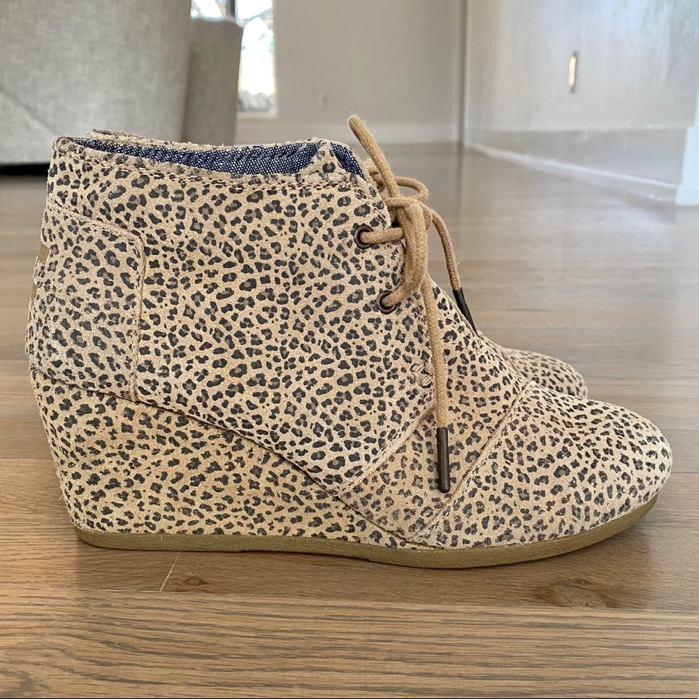 TOMS Leopard Wedge Bootie